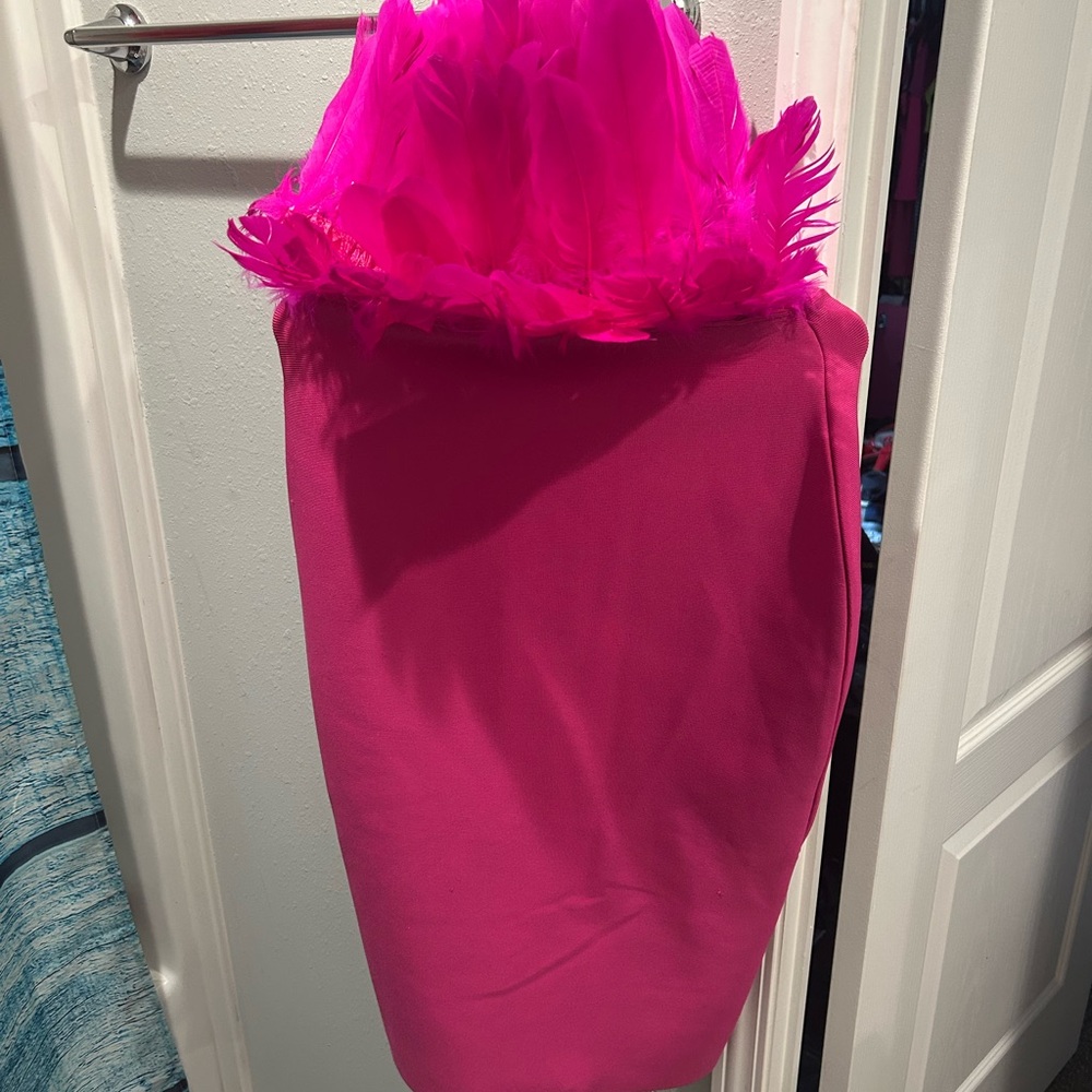 Vibrant Pink Feathered Women's Skirt
